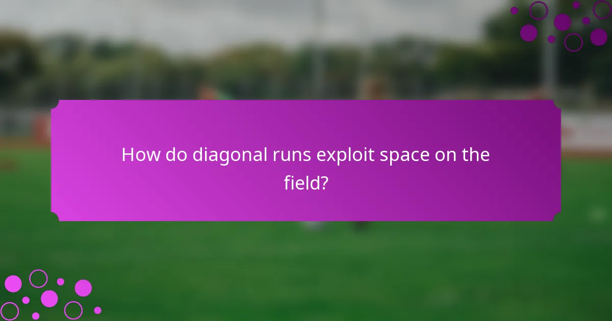 How do diagonal runs exploit space on the field?