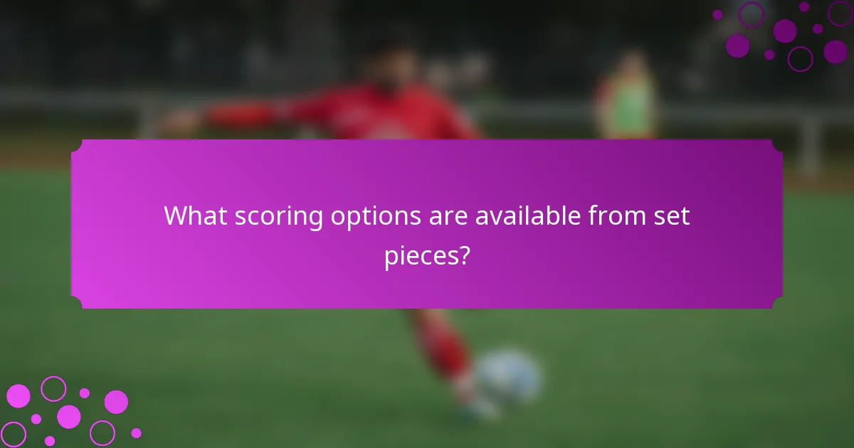 What scoring options are available from set pieces?