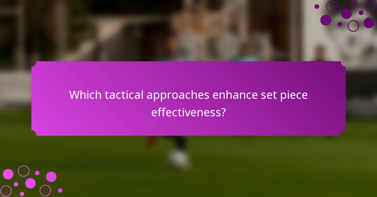 Which tactical approaches enhance set piece effectiveness?